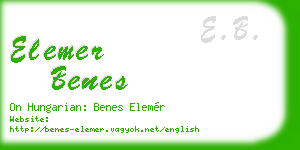 elemer benes business card